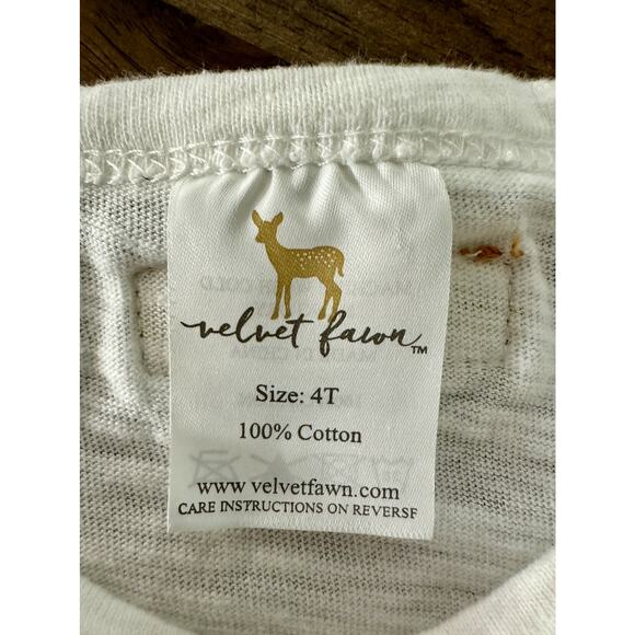 NEW Velvet Fawn Cowboy Boots Graphic Long Sleeve Cotton Tee Top White Tan 4T - Picture 5 of 8